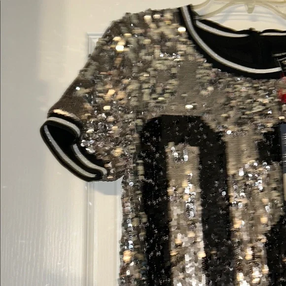 True Religion Silver Sequin Dress with Black Detail - Picture 10 of 11